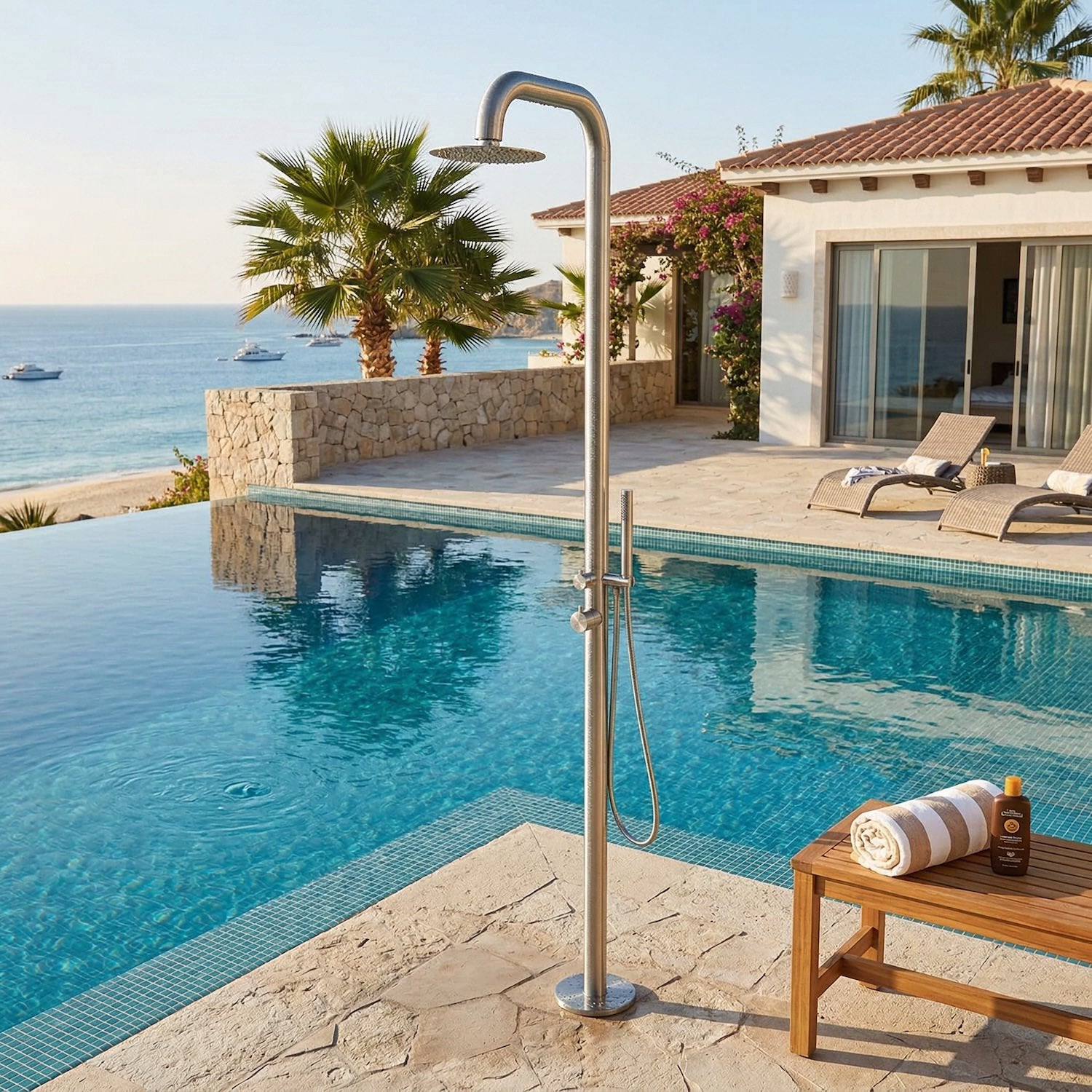 Doccia piscina inox 316L eleganza e resistenza acquista ora