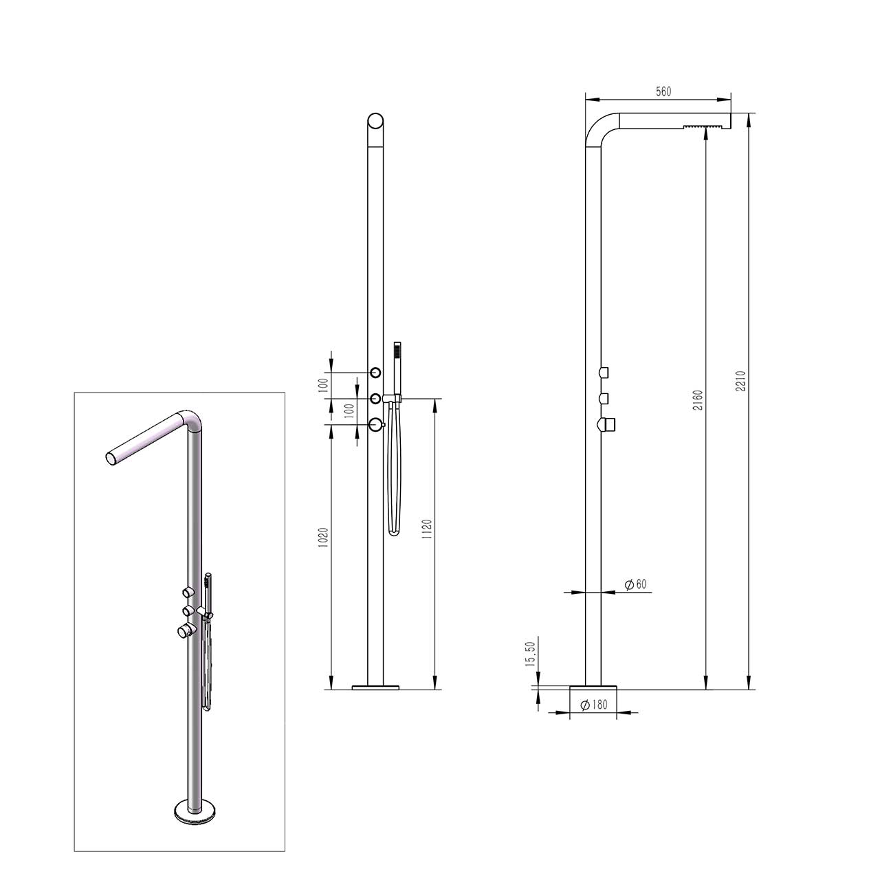 Doccia piscina MX1016 inox eleganza qualita e comfort