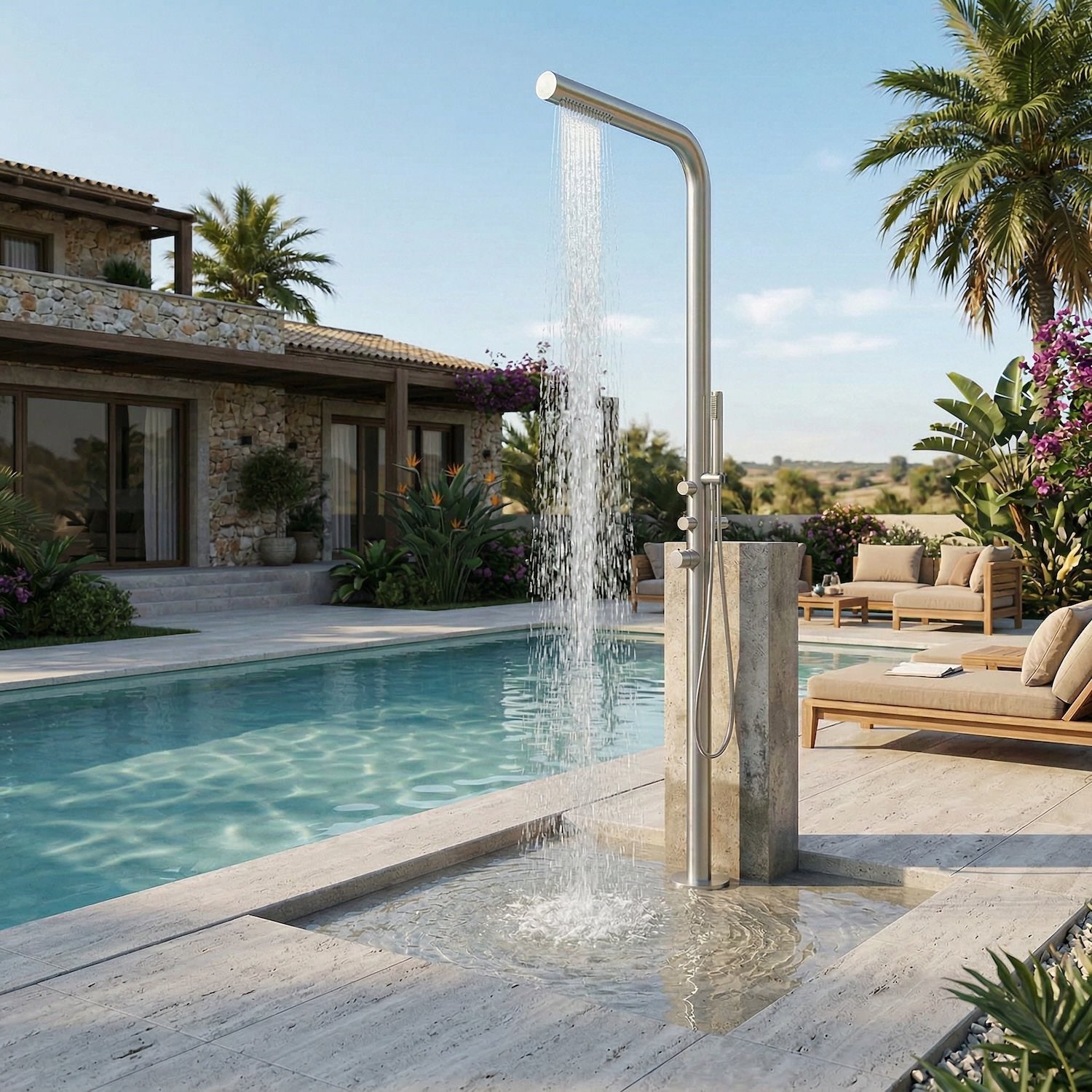 Doccia piscina MX1016 inox eleganza qualita e comfort