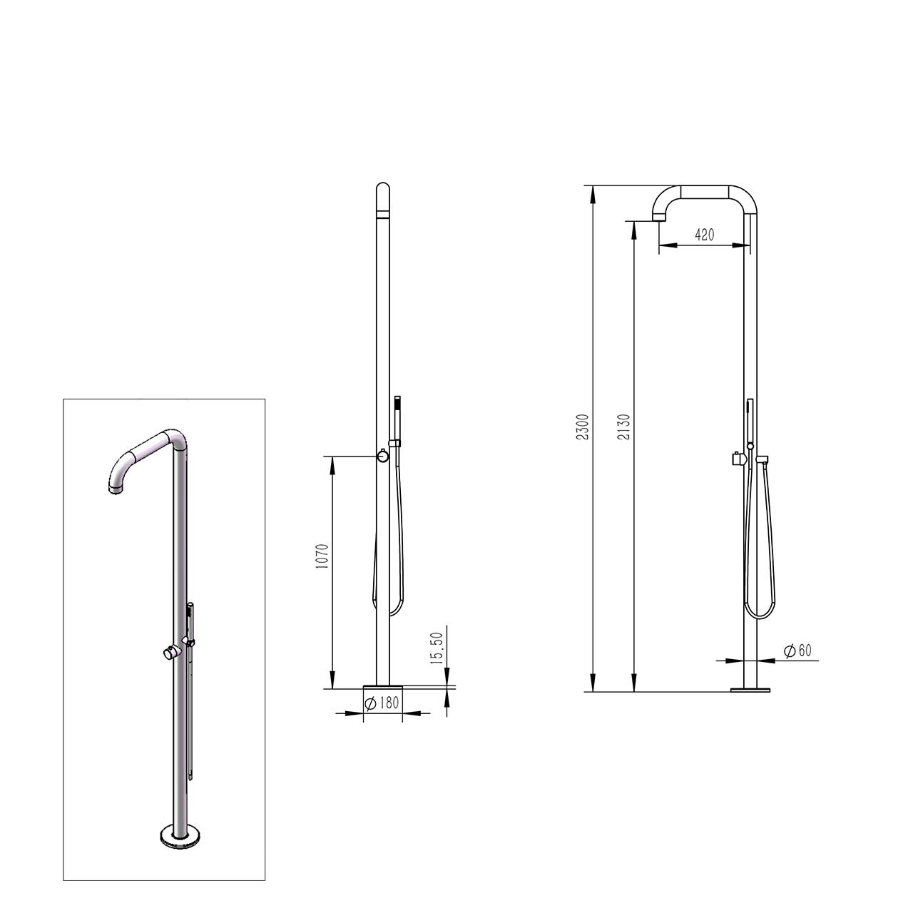 doccia piscina inox 316l mx1017 design elegante e resistente