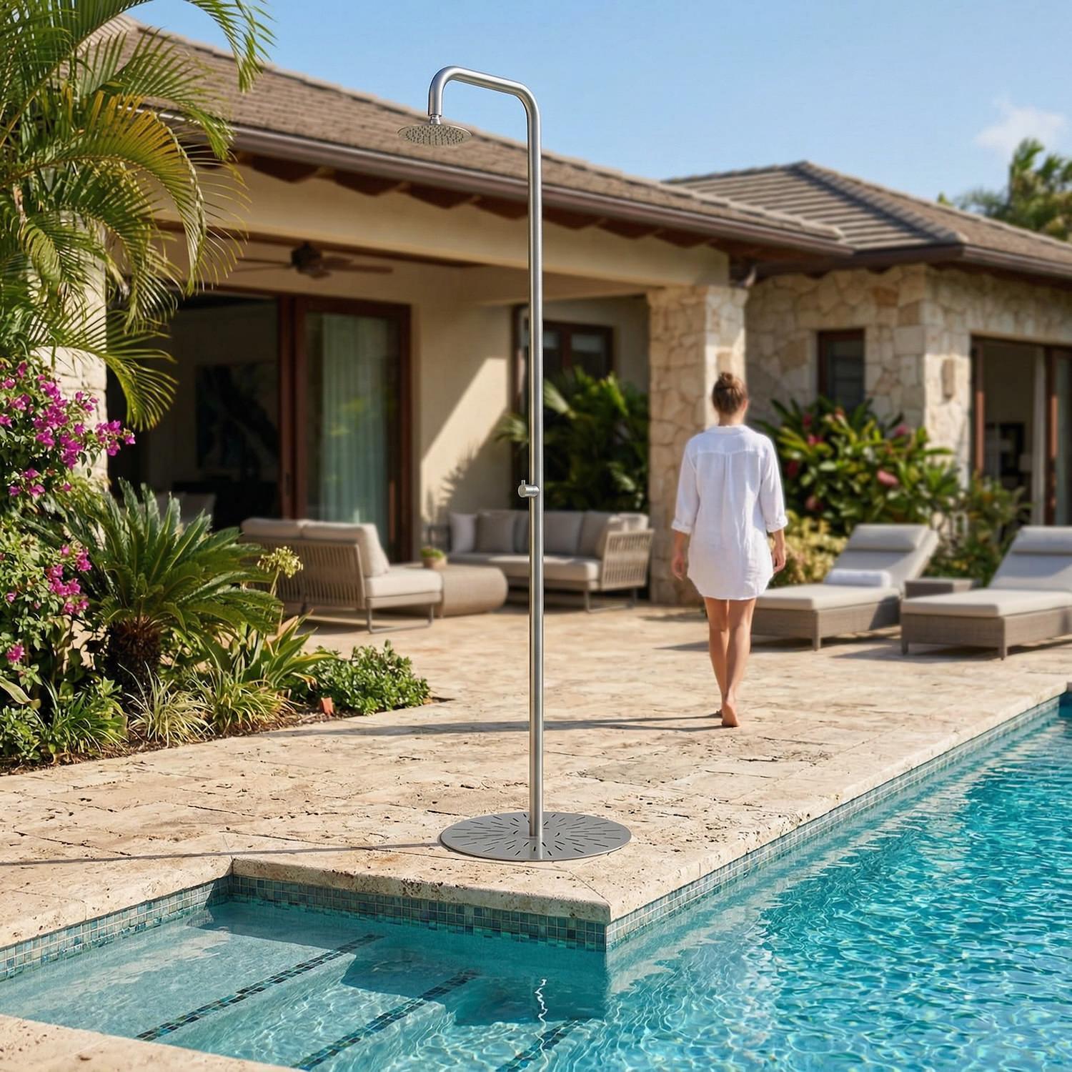 Doccia piscina inox 316L MX1018 eleganza e durata
