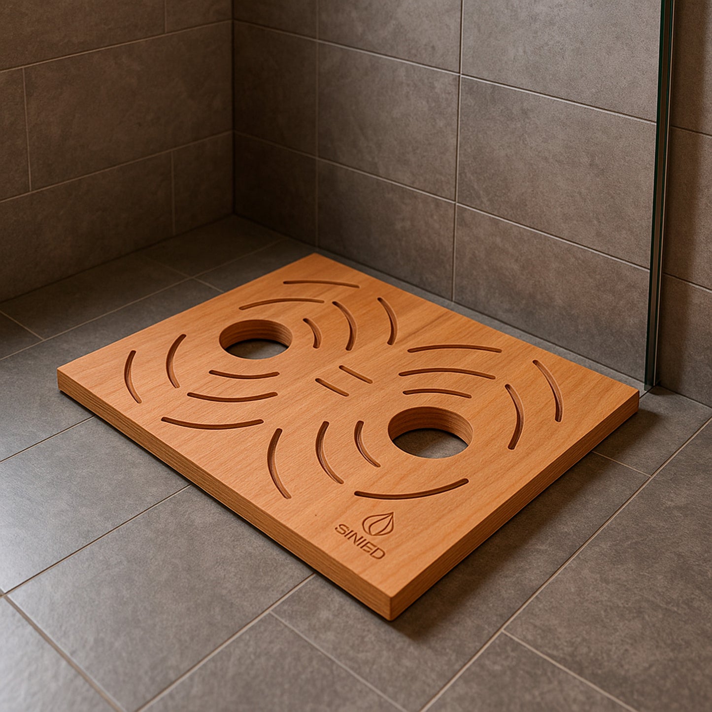 Pedana Okume Marino per 2 Docce Inox SINED: Eleganza e Durabilità