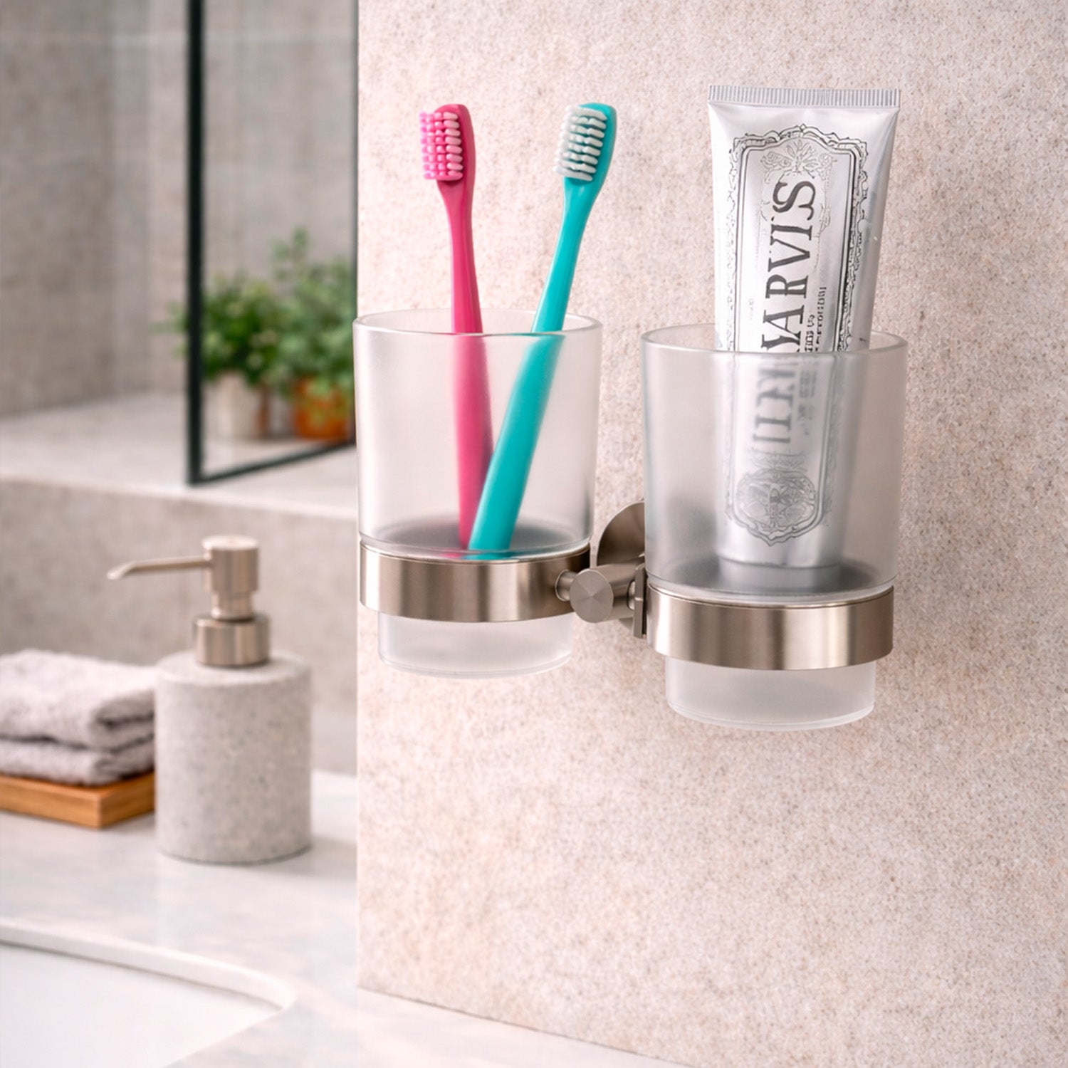 porta bicchieri doppio levante in acciaio inox oro rosa eleganza e resistenza per il tuo bagno