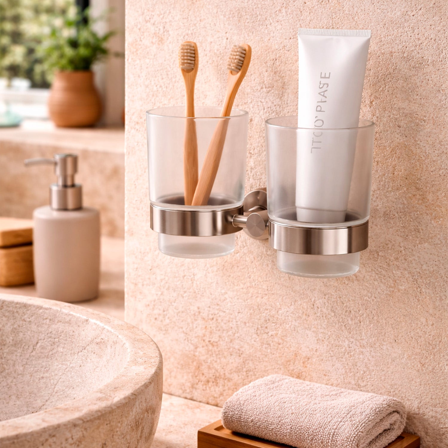 Porta bicchieri doppio inox levante eleganza e funzionalita