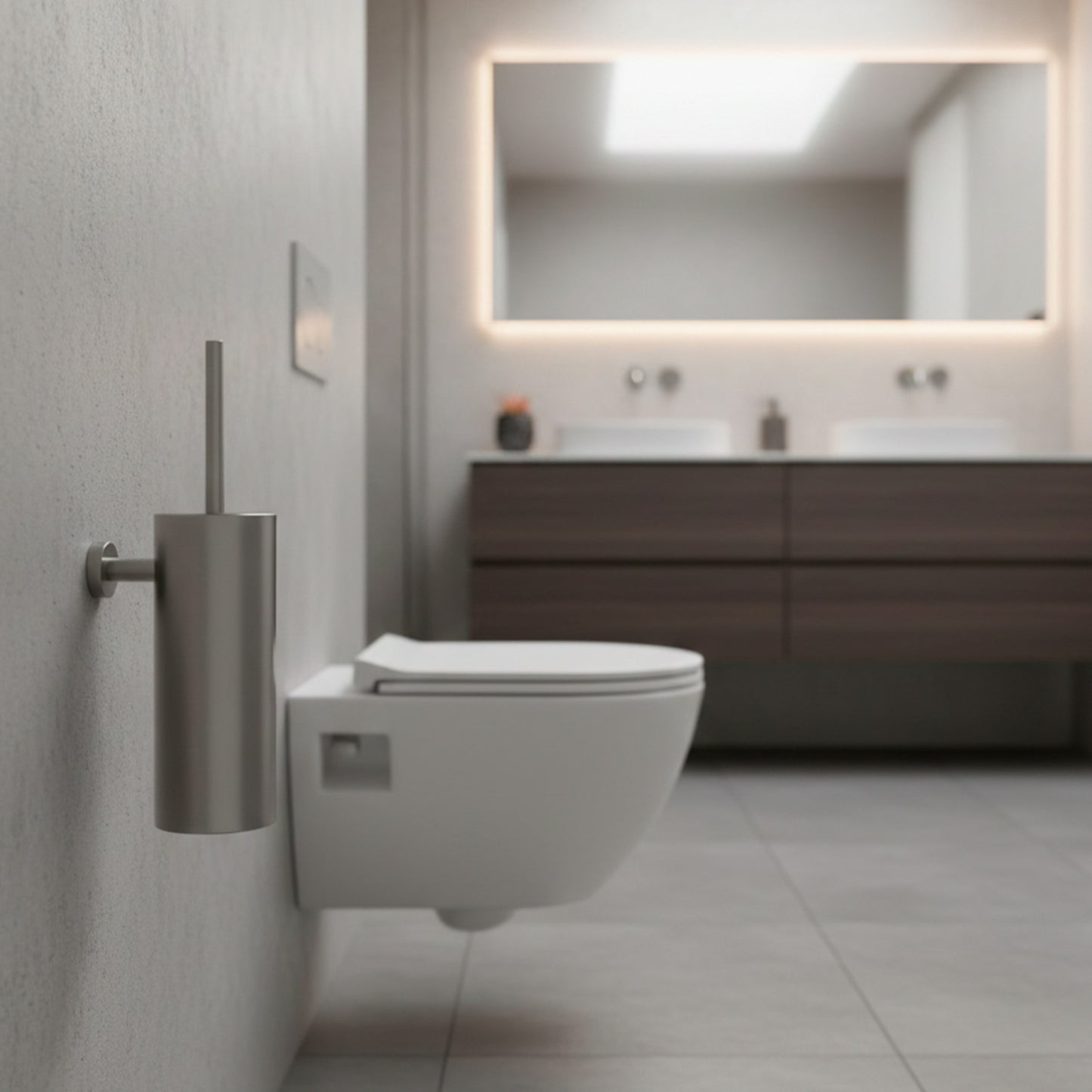 Porta scopino Levante in acciaio inox 316L con finitura canna di fucile e oro rosa eleganza e resistenza per il tuo bagno
