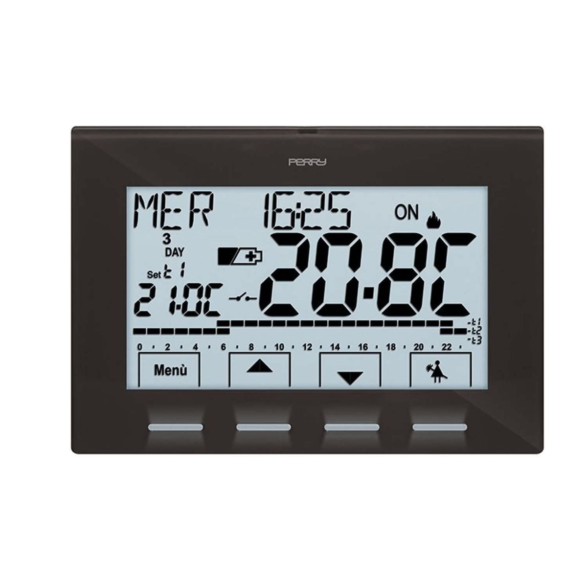 Cronotermostato da parete antracite Perry 1CRCR028A design e