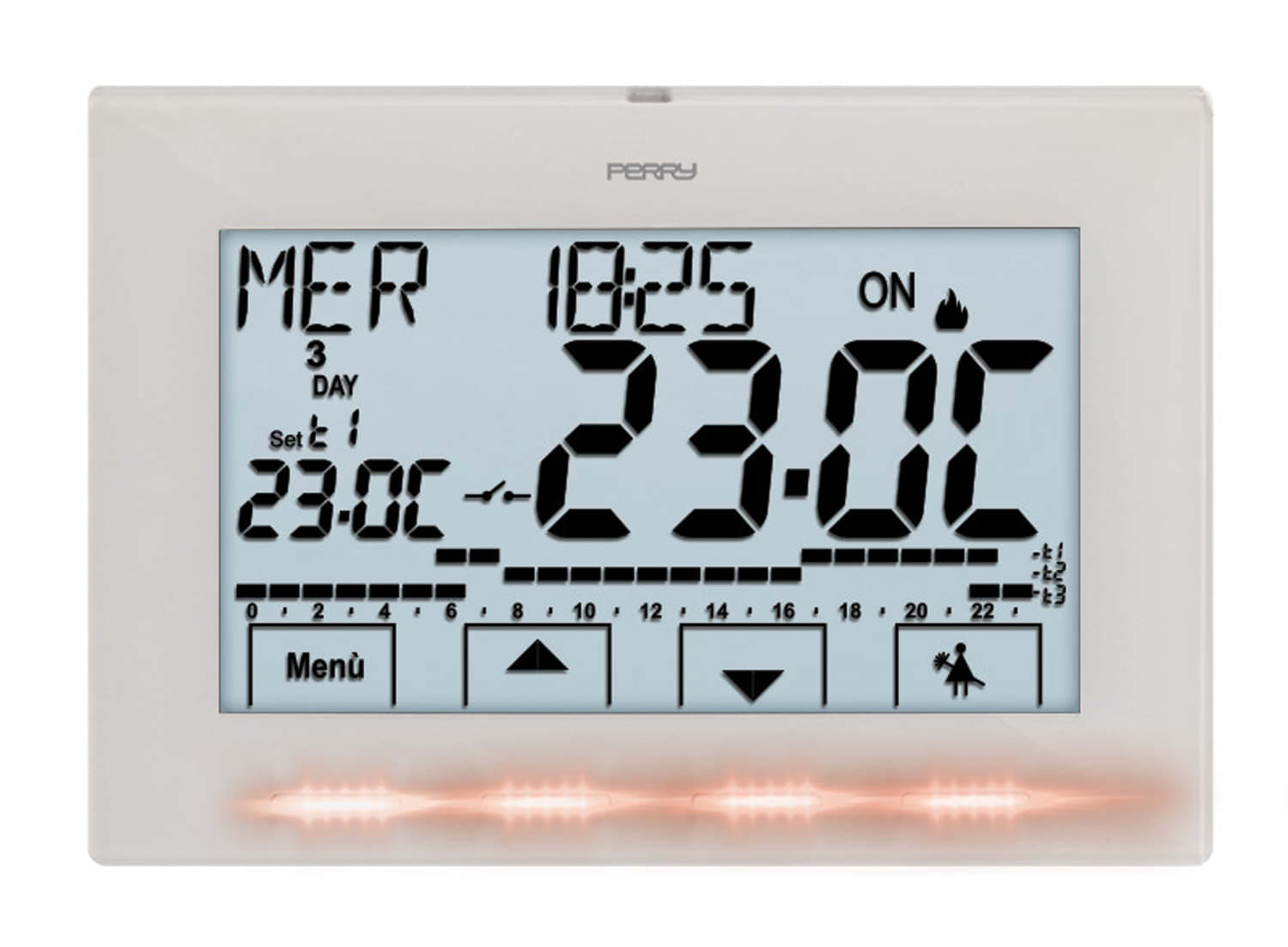 Cronotermostato Digitale Bianco Perry 1CRCR029B: Eleganza e Funzionalità per la Tua Casa