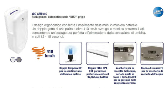 Perry Duo asciugamani elettrico UV elegante e durevole