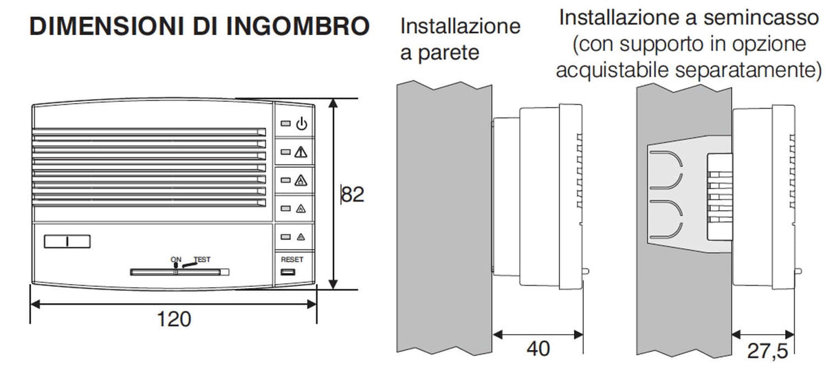 Rilevatore gas metano da parete Perry 1GA47917MET P sicurezz