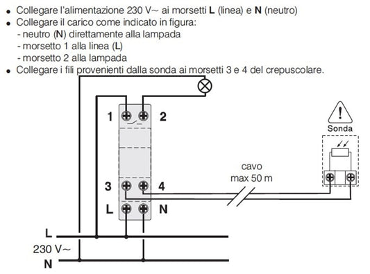 Interruttore Crepuscolare Sonda Esterna