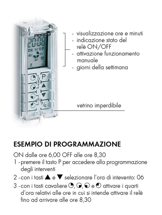 Interruttore Orario Digitale Perry 1IO1070 Design Elegante e