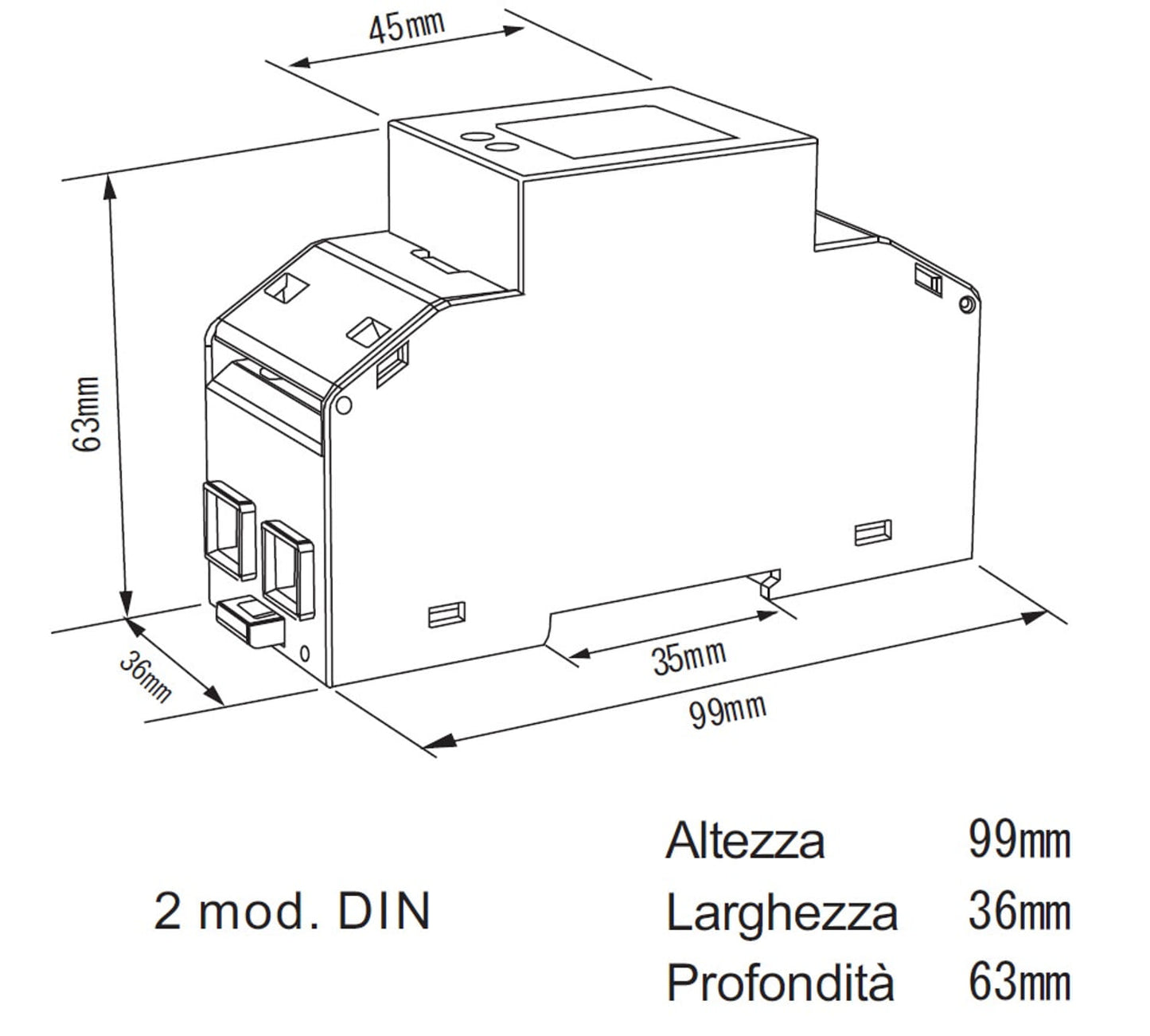 Contatore Di Energia Monofase 30a 2din