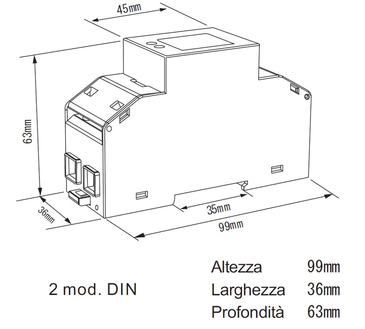Contatore Di Energia Monofase 30a 2din