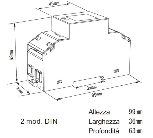 Contatore energia monofase 30A 2DIN Perry 1SDSD05CEM 2 quali