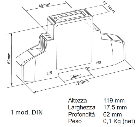 Contatore Di Energia Monofase 1 Din