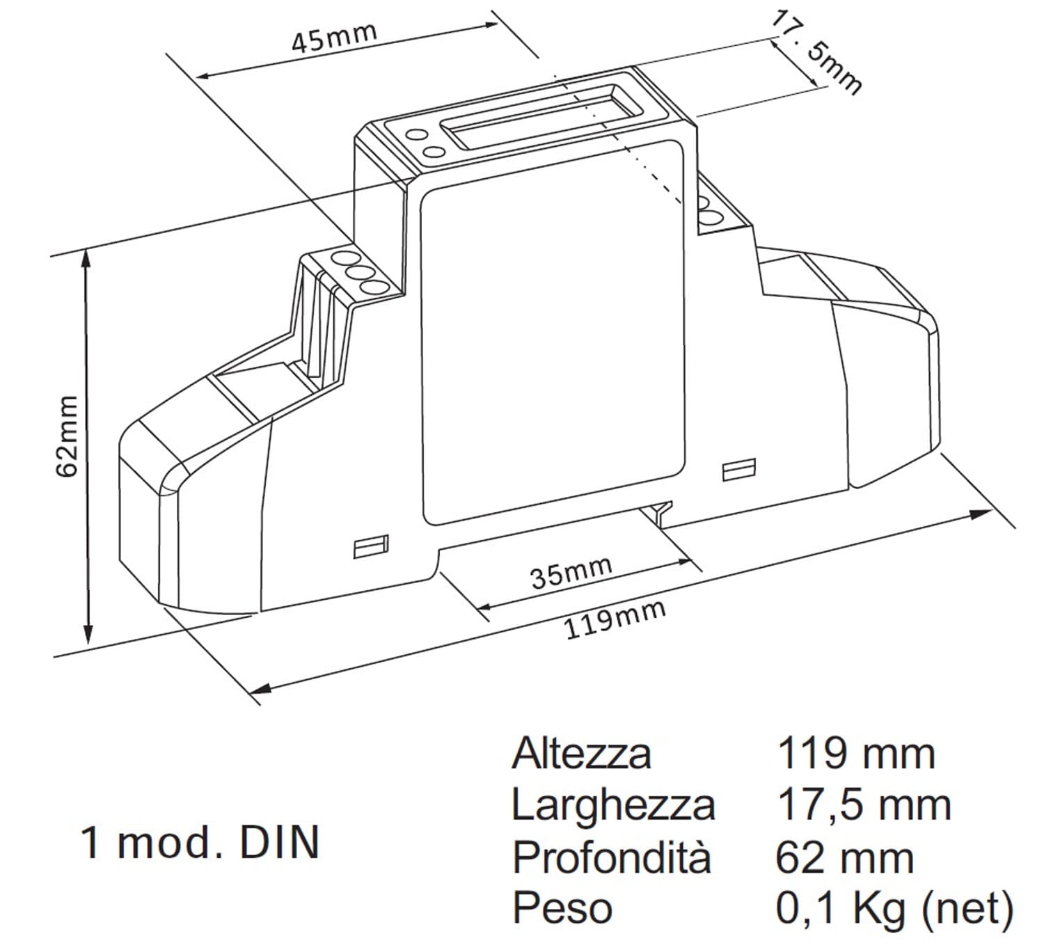 Contatore Monofase Con Schermo Lcd