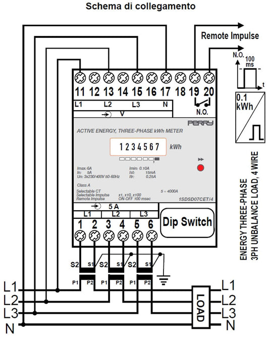Contatore energia trifase Perry 1SDSD07CET 4 qualita design