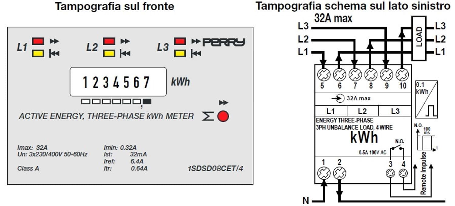 Contatore Di Energia Trifase 30a 4 Din