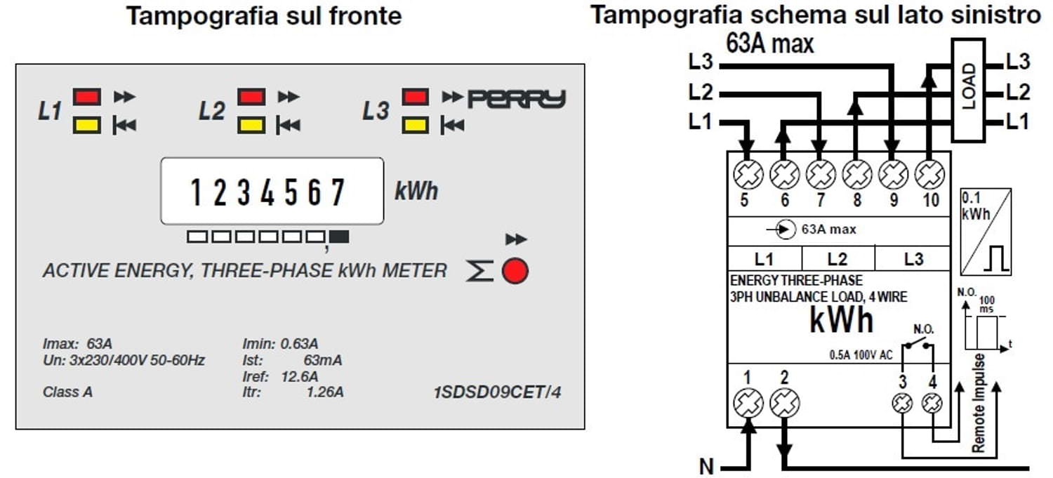Contatore Di Energia Trifase 63a 4 Din