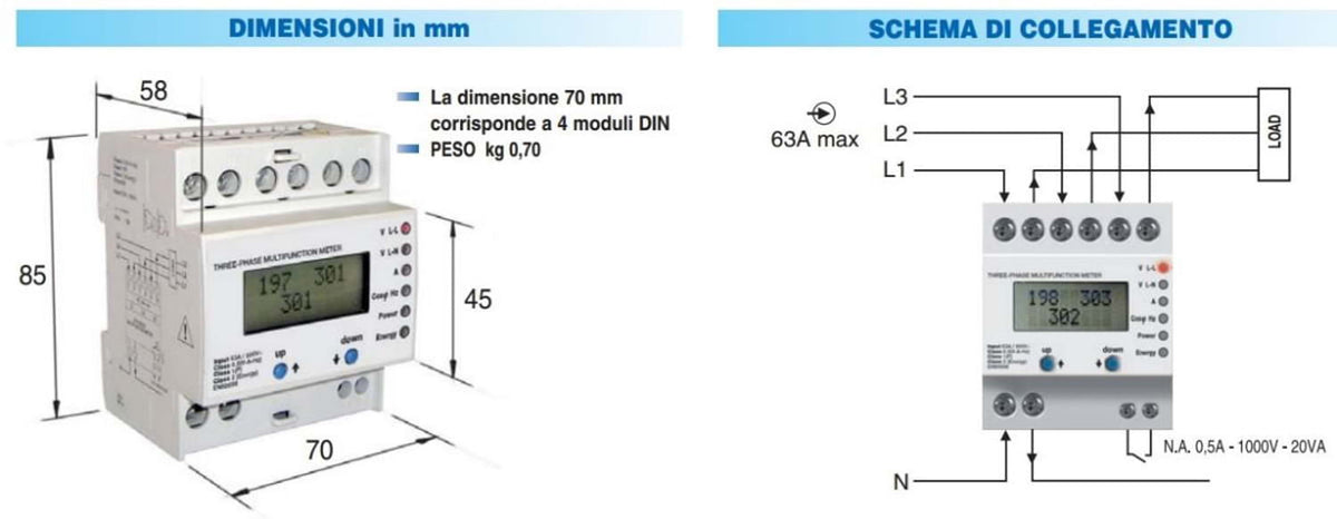 Analizzatore di rete digitale 4 DIN Perry 1SDSD31AR 4 qualit