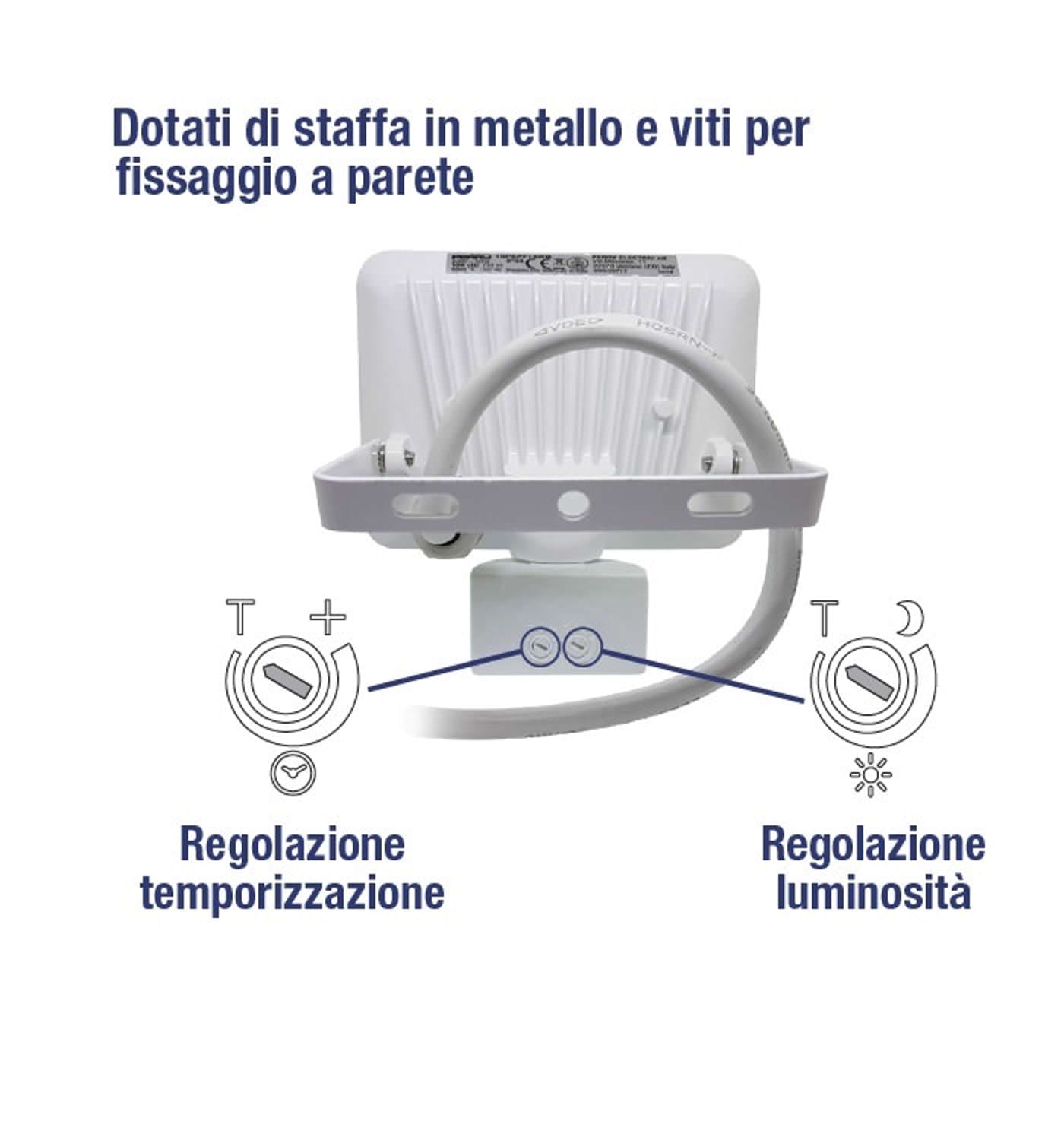 Faro Led Nero Con Sensore Movimento 10w