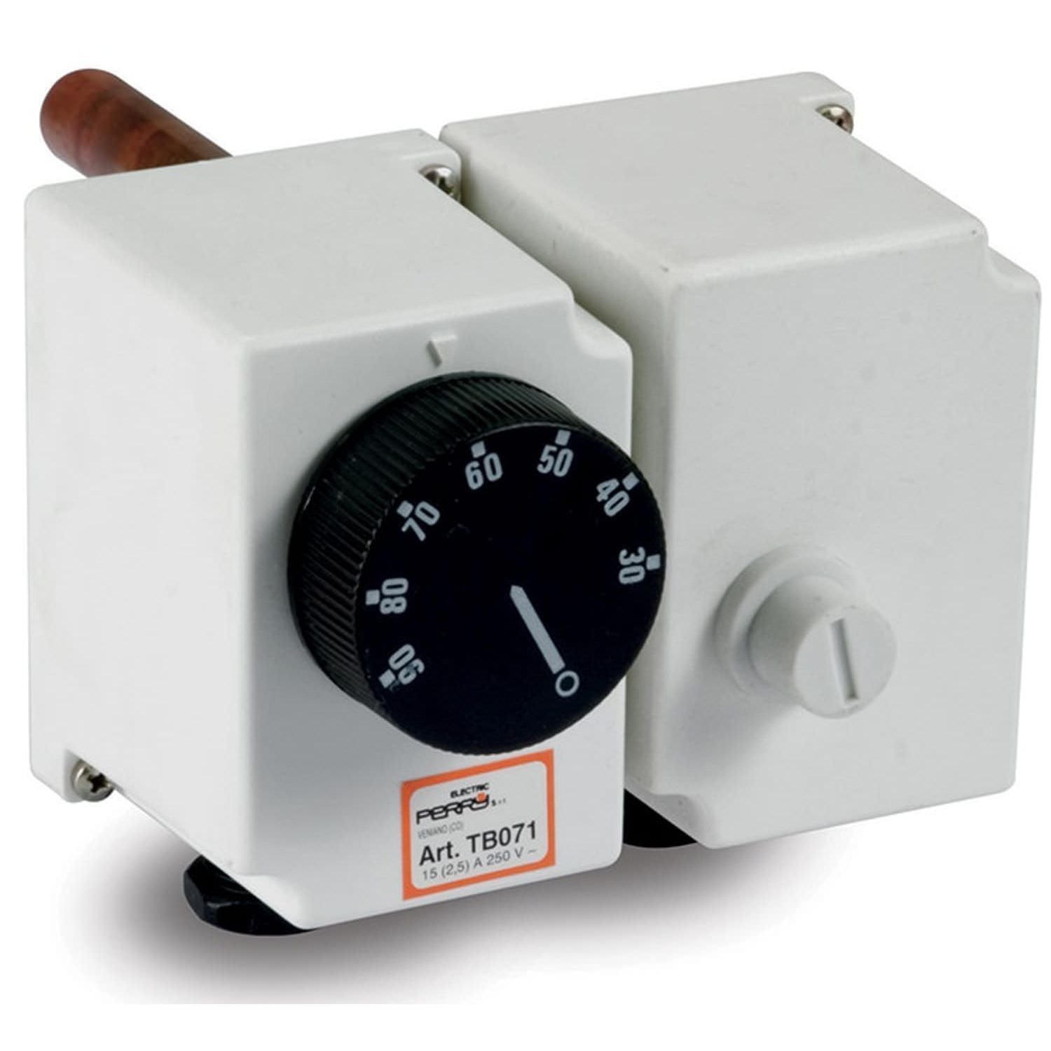 Termostato meccanico Perry 1TCTB071 con limitatore di sicurezza, design elegante e materiali di alta qualità, ideale per ambienti privati e professionali. Acquista ora su MPCshop.it per un investimento sicuro, con consegna veloce e garanzia post-vendita.