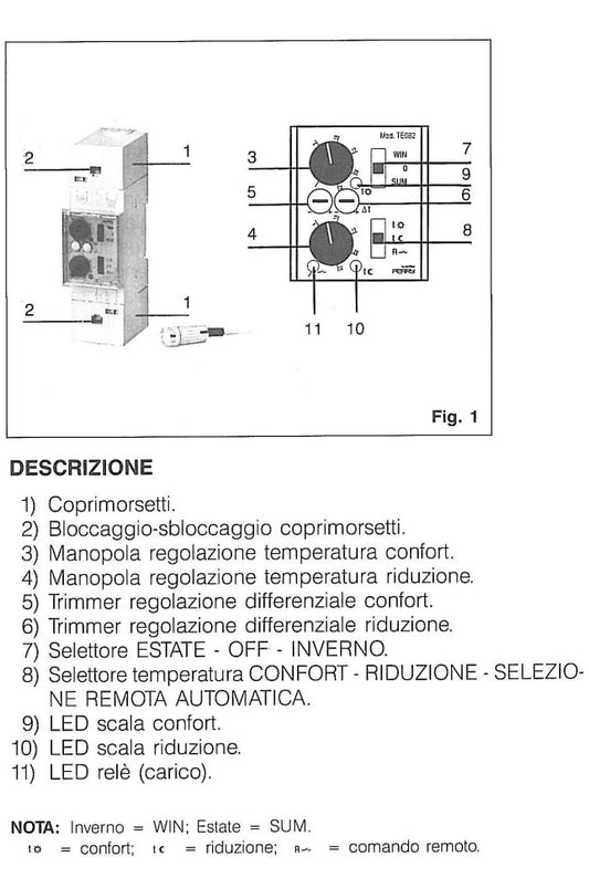 Termostato elettronico Perry 1TMTE082 design elegante materi