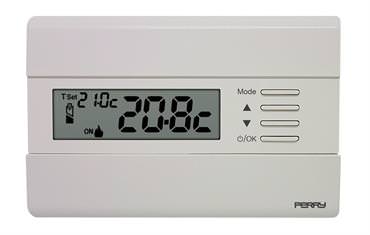 Termostato digitale da parete Perry 1TPTE011B: design elegante, installazione facile, autonomia oltre 12 mesi. Acquista ora per un comfort termico duraturo!