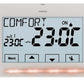 Termostato digitale Perry 1TPTE029B da parete, bianco, 230V, design elegante e materiali di alta qualità, ideale per ambienti privati e professionali. Facile da usare con menu multilingua e display LCD retroilluminato da 4,3. Funzionamento ON/OFF con dif