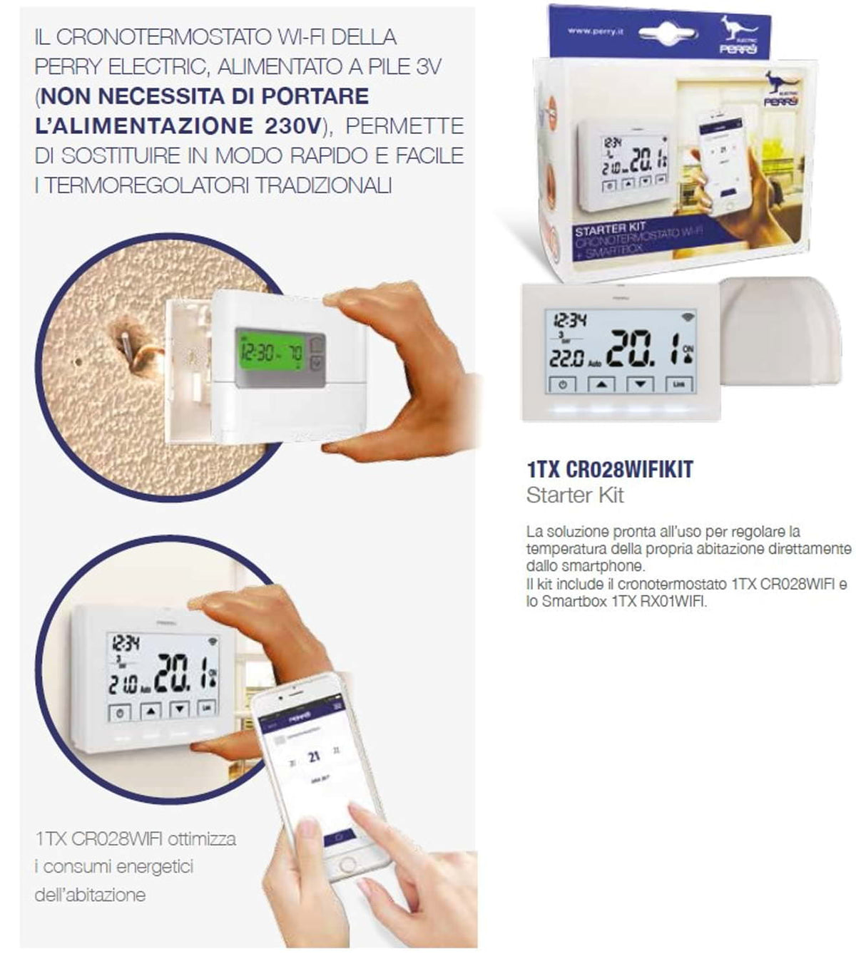 Cronotermostato Wi Fi Perry design elegante funzionalita ava