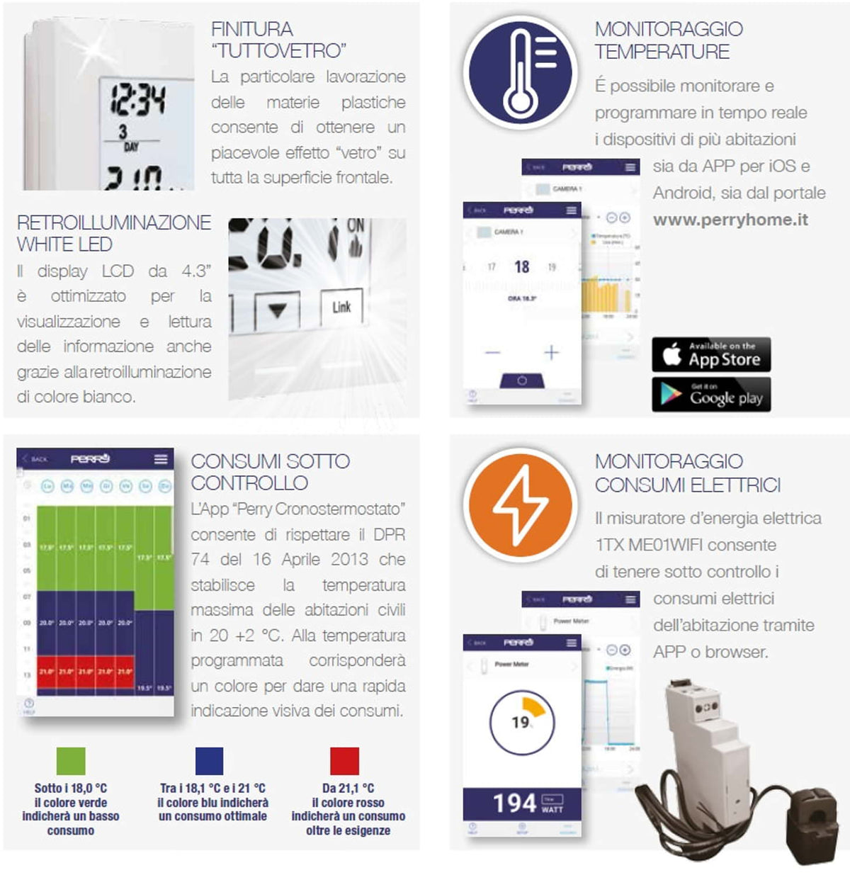 Cronotermostato Wi Fi Perry design elegante funzionalita ava