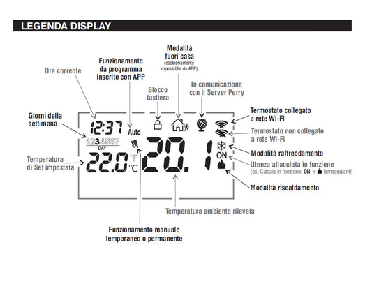 Cronotermostato Wi Fi Perry Design Elegante Programmazione S