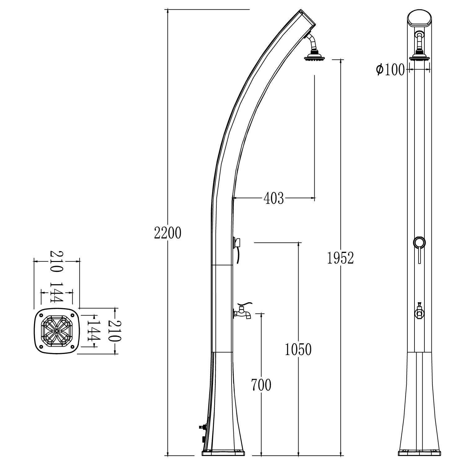 Colonna doccia solare rossa per giardino, design italiano