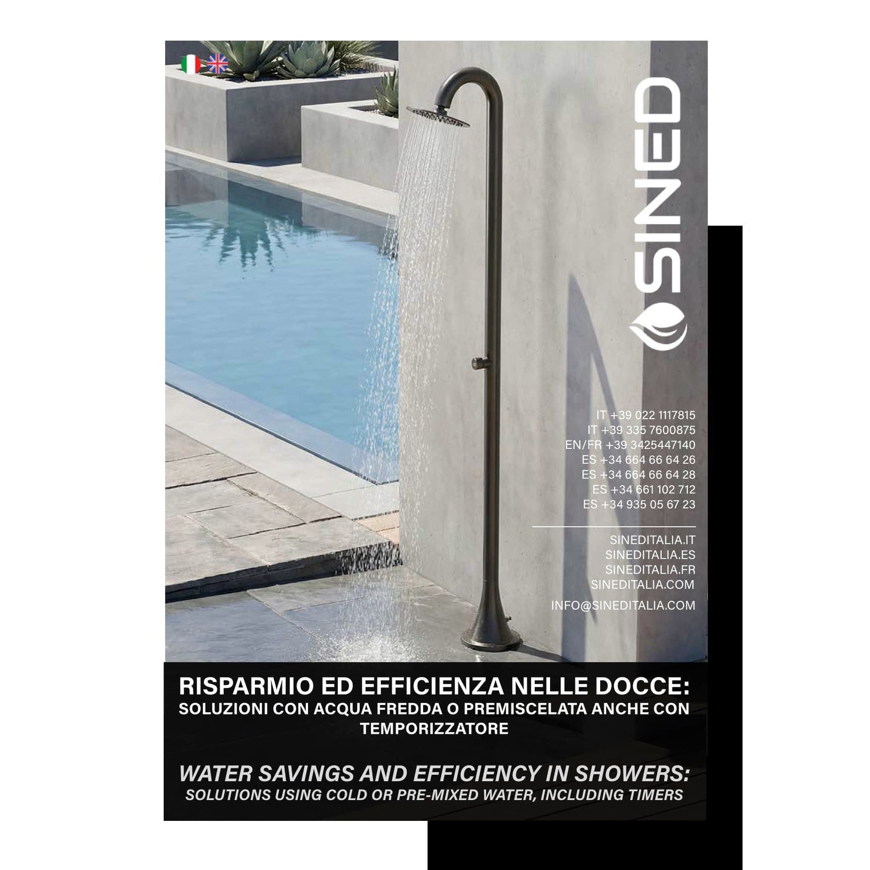 Scopri il catalogo Sined Design Acqua 2026 docce e rubinetteria in acciaio inox 316L eleganza e durata per il tuo ambiente