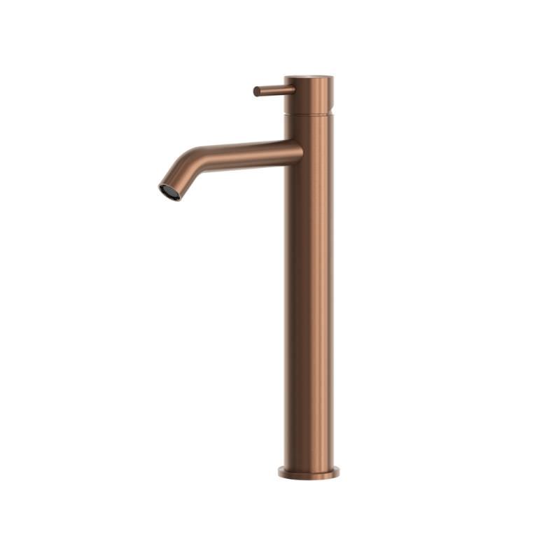 Rubinetto miscelatore lavabo inox alto Levante oro rosa