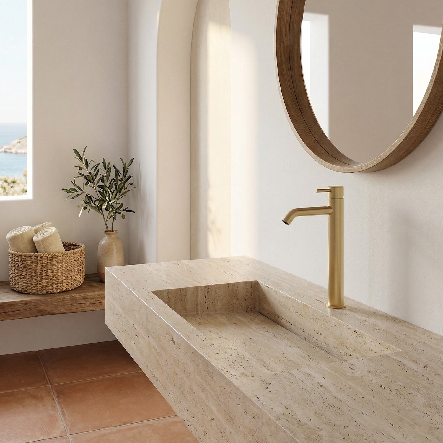 Rubinetto miscelatore lavabo Levante alto oro eleganza e qualita
