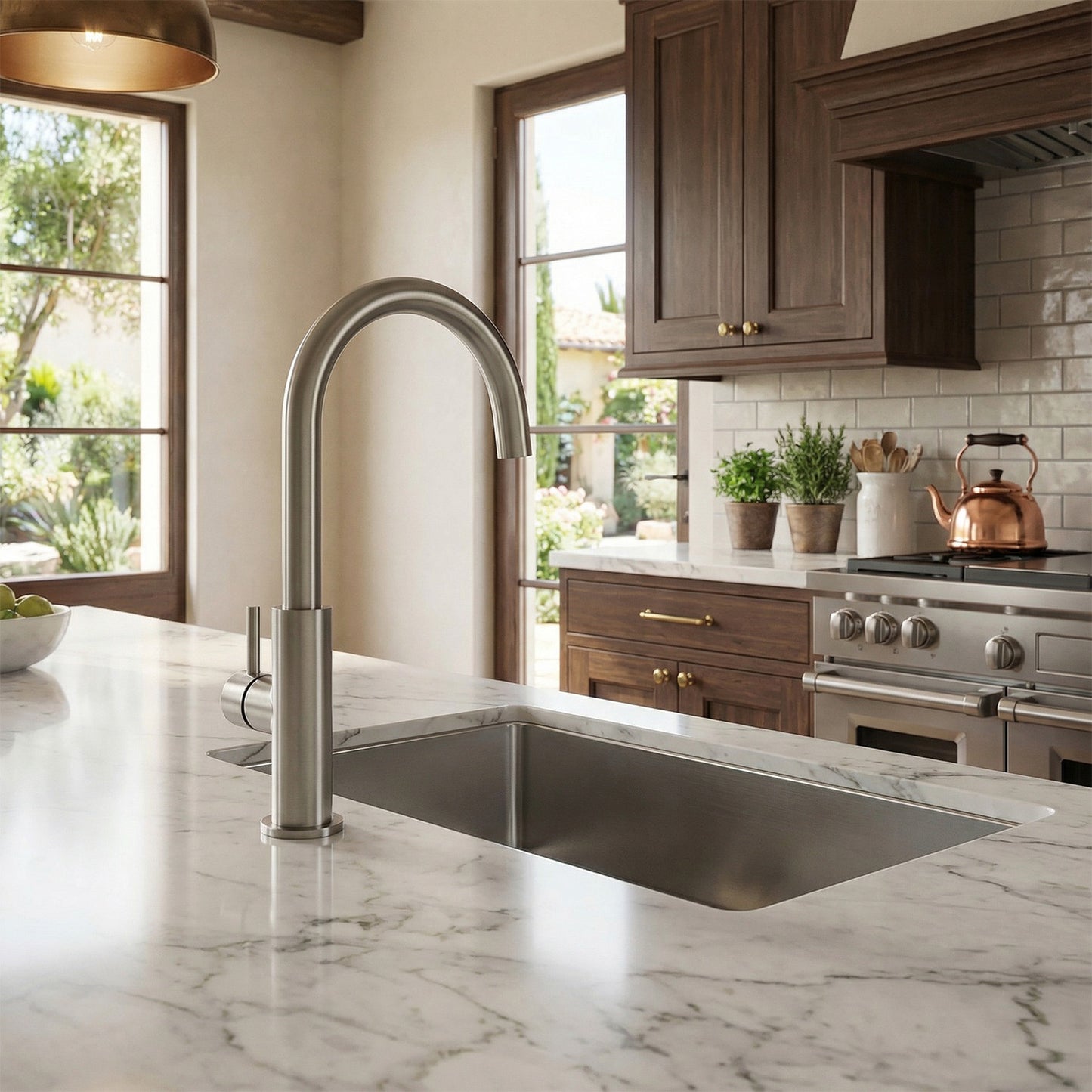 Rubinetto cucina Levante alto inox 316L eleganza e resistenza