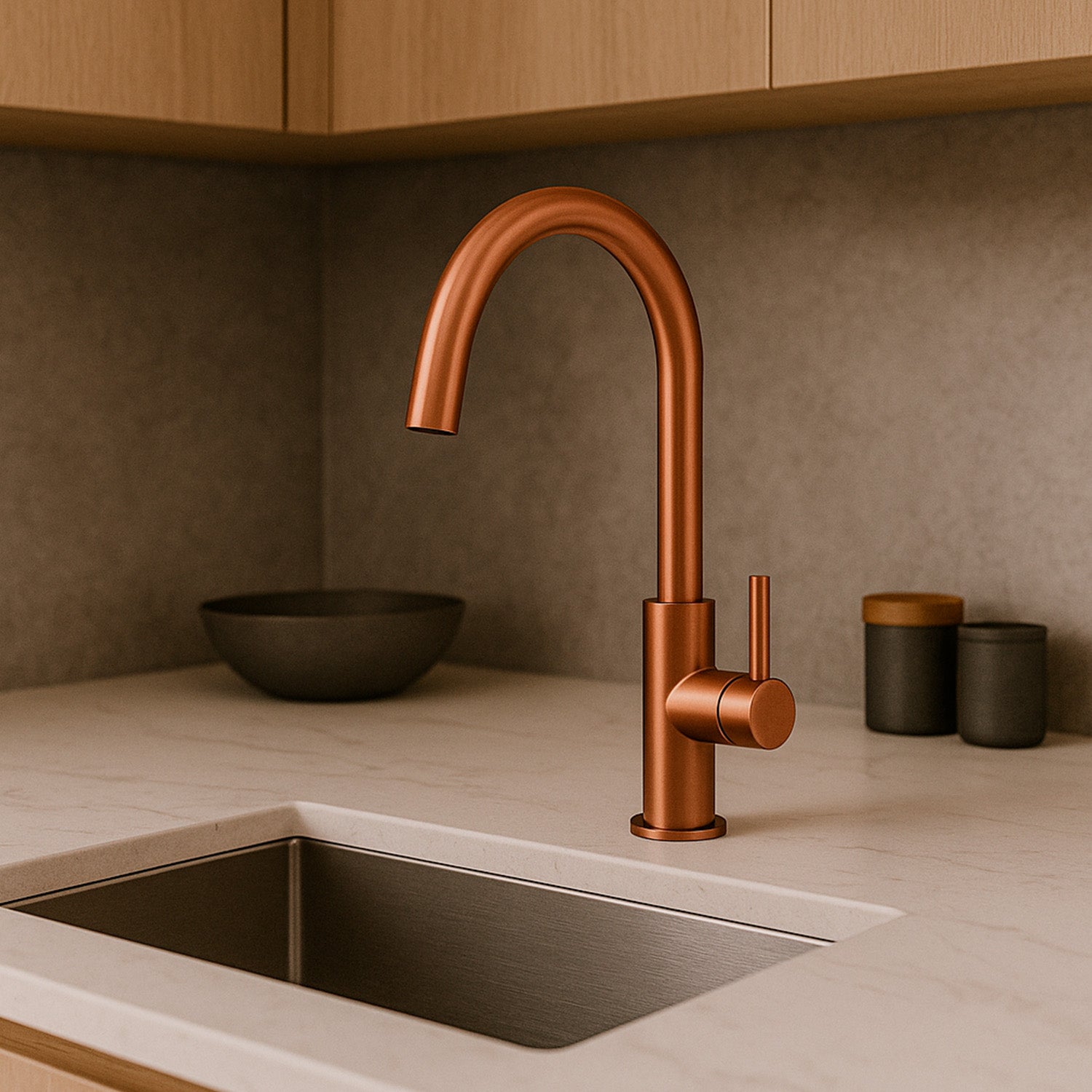Rubinetto inox Levante basso PVD oro rosa: eleganza e funzionalità per la tua cucina. Realizzato con materiali di alta qualità, offre un design moderno e una resistenza nel tempo. Scegli il Levante basso per un investimento duraturo e raffinato. Acquista