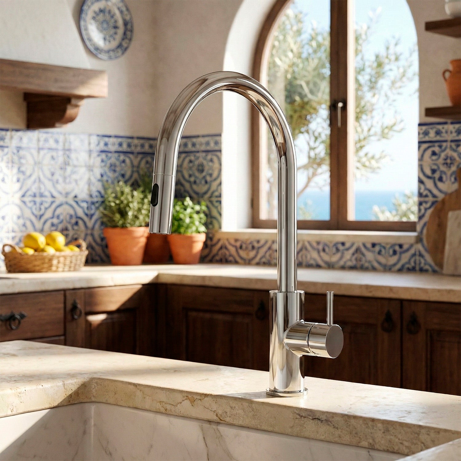 Rubinetto cucina SINED LEVANTE inox 316L estraibile