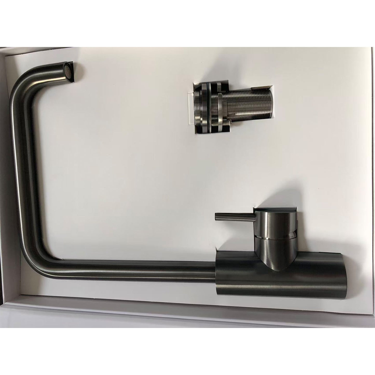 Rubinetto cucina Levante Quadro canna fucile inox 316L