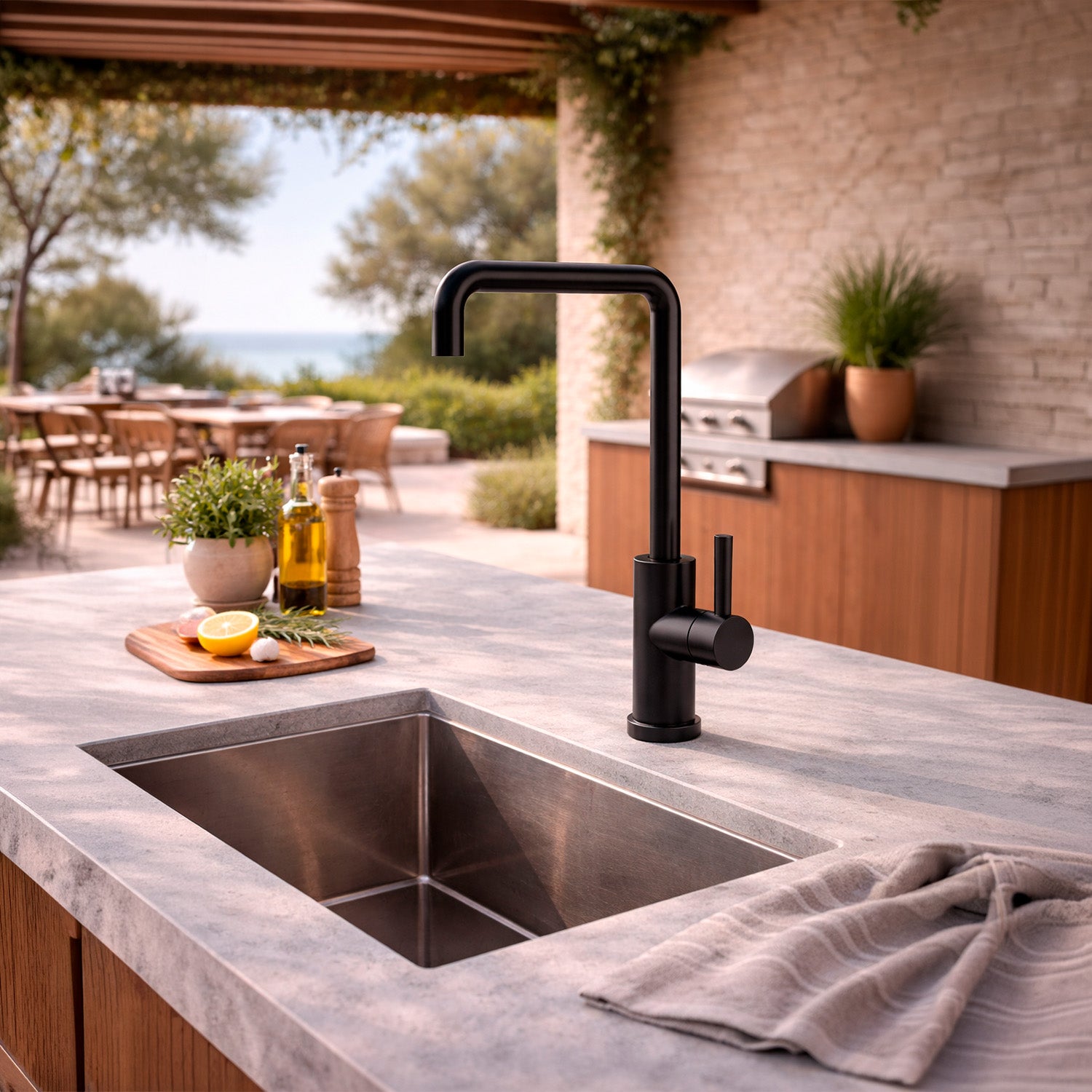 Rubinetto cucina Levante Quadro Nero design elegante e resistente