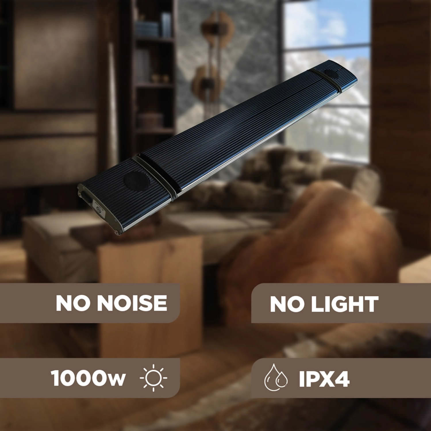 Riscaldatore Infrarossi Bluetooth SINED 1000W con Altoparlanti Integrati