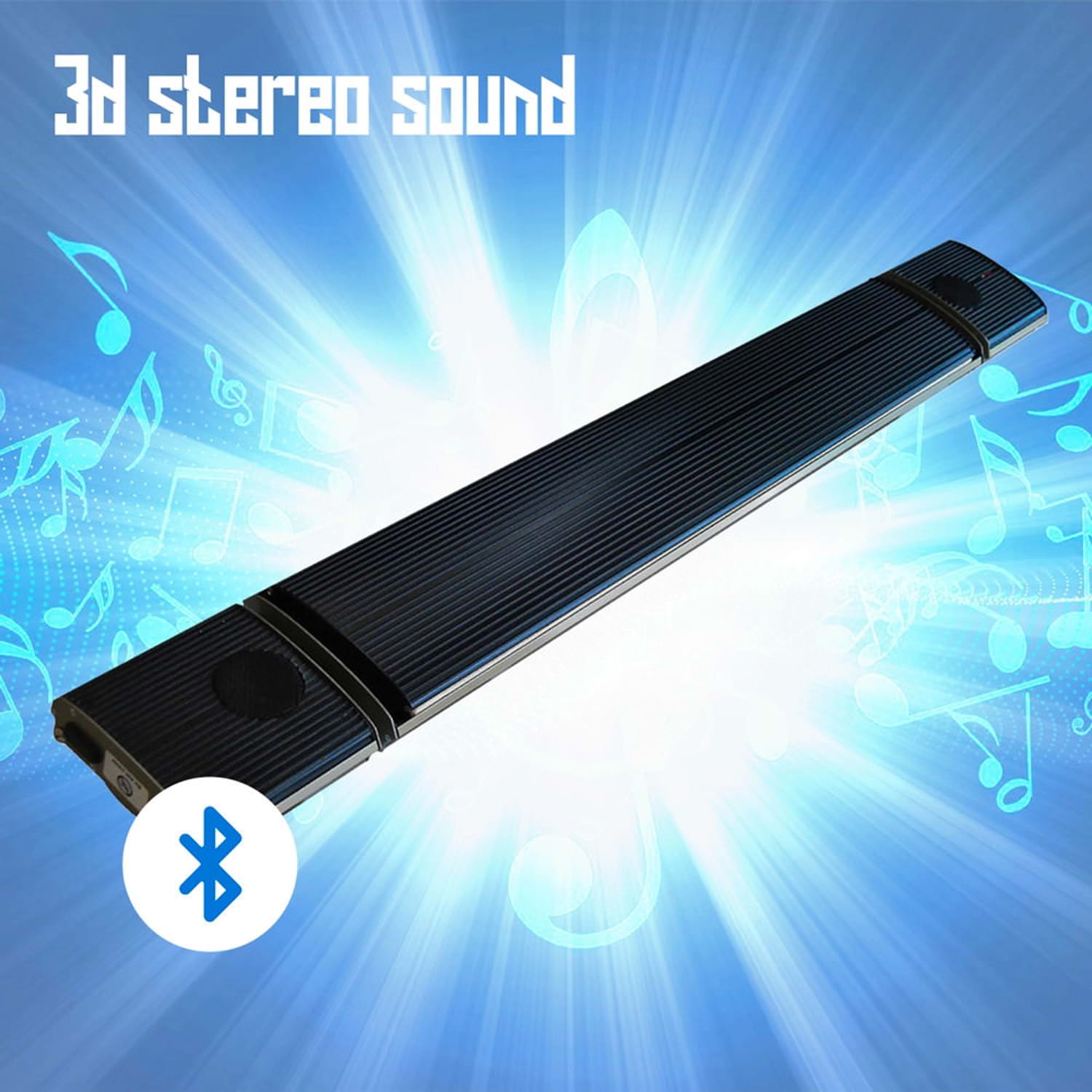 Riscaldatore Infrarossi Bluetooth SINED 1000W con Altoparlanti Integrati