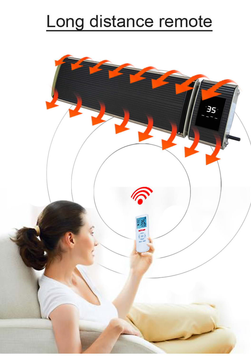 Riscaldatore Infrarossi Wi-Fi 2400W con App per Smartphone - Elegante, Economico e Facile da Usare