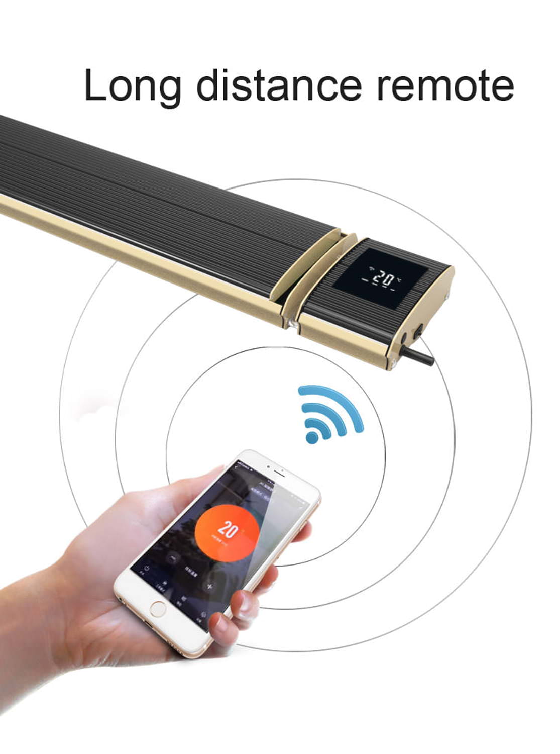 Riscaldatore Infrarossi Wi-Fi 2400W con App per Smartphone - Elegante, Economico e Facile da Usare