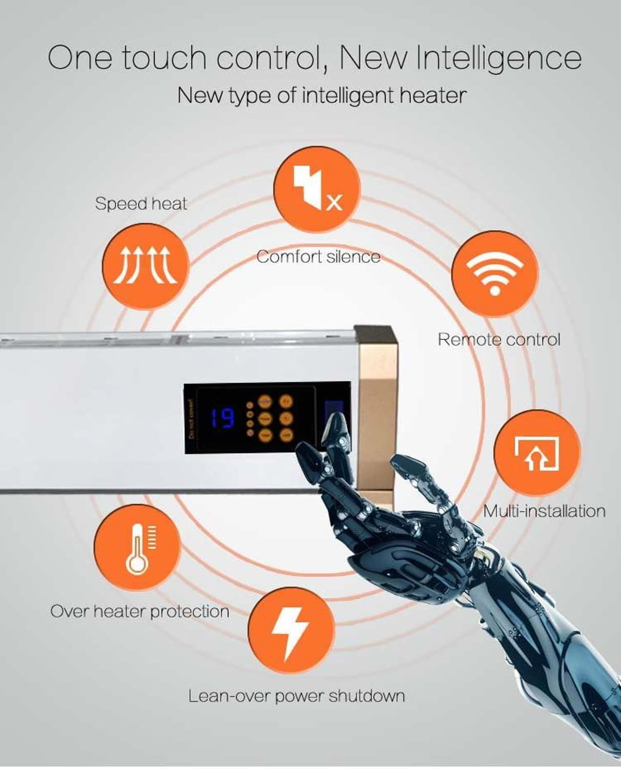 stufa elettrica 1800w con telecomando, design elegante e funzionale