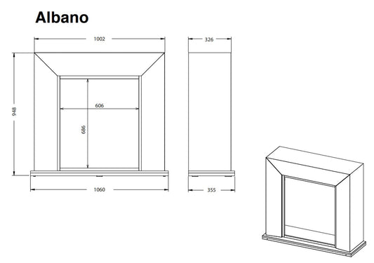 Caminetto elettrico Albano con cornice in legno MDF bianco 8