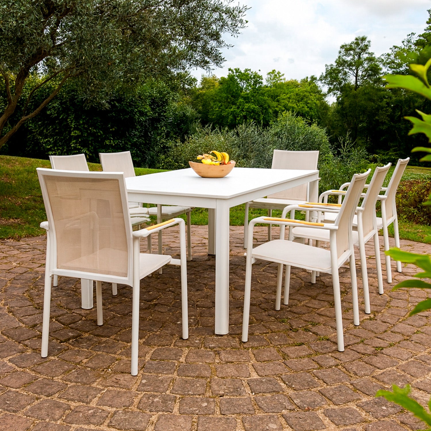 Sedia giardino Chieri bianca design moderno resistente e impilabile