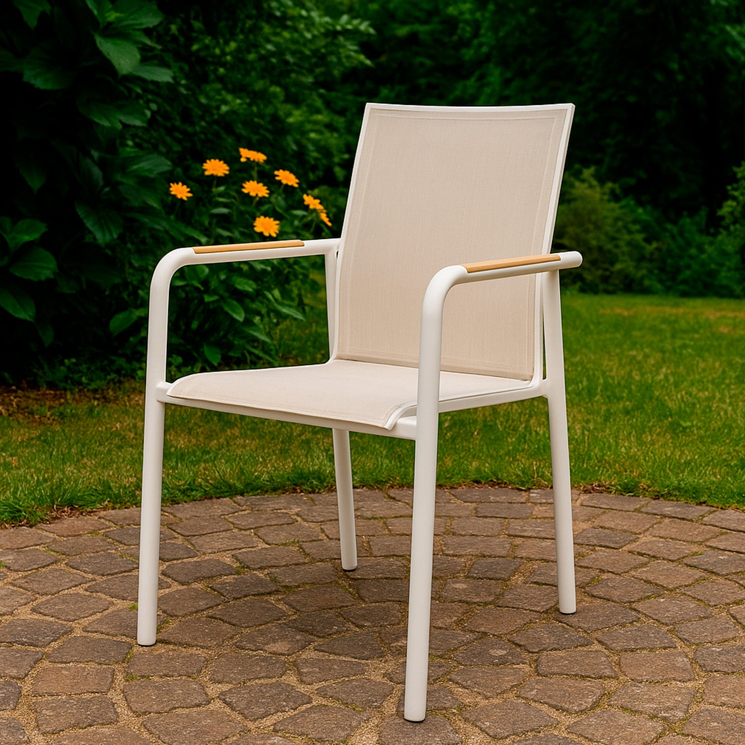 Sedia giardino Chieri bianca design moderno resistente e impilabile