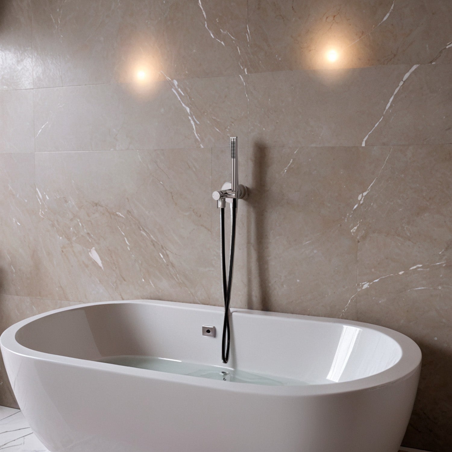 Miscelatore da muro Levante Inox con doccino flessibile